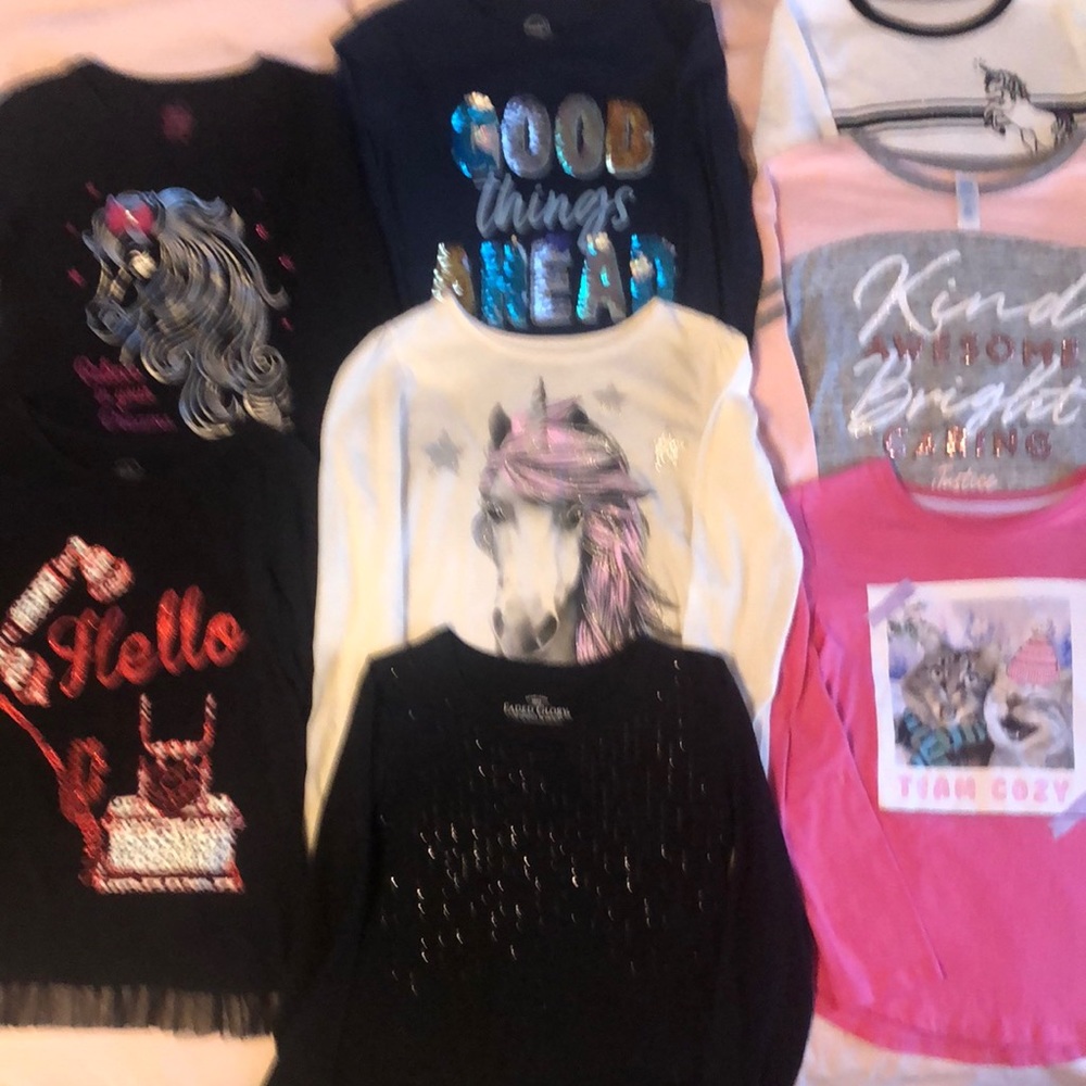 Lot Of 8 Girls Size 7/8 Long Sleeve Shirts